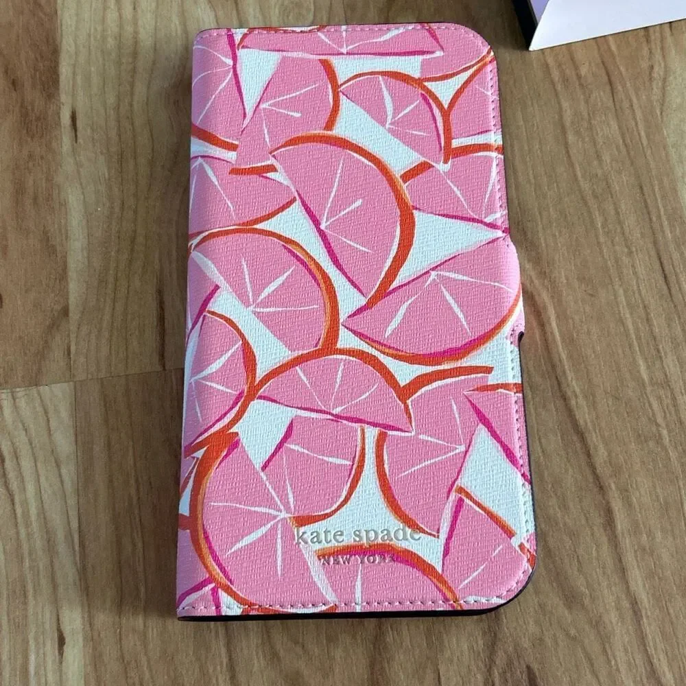 Kate Spade Grapefruit iPhone 13 Pro Max Magnetic Folio Case new NO INSIDE CASE